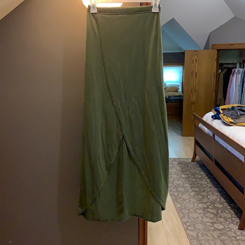 Green asymmetrical skirt